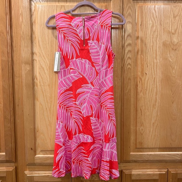 Tommy Bahama Darcy Peninsula Palms Dress XS Pink Red Tropical Sleeveless - Picture 8 of 13